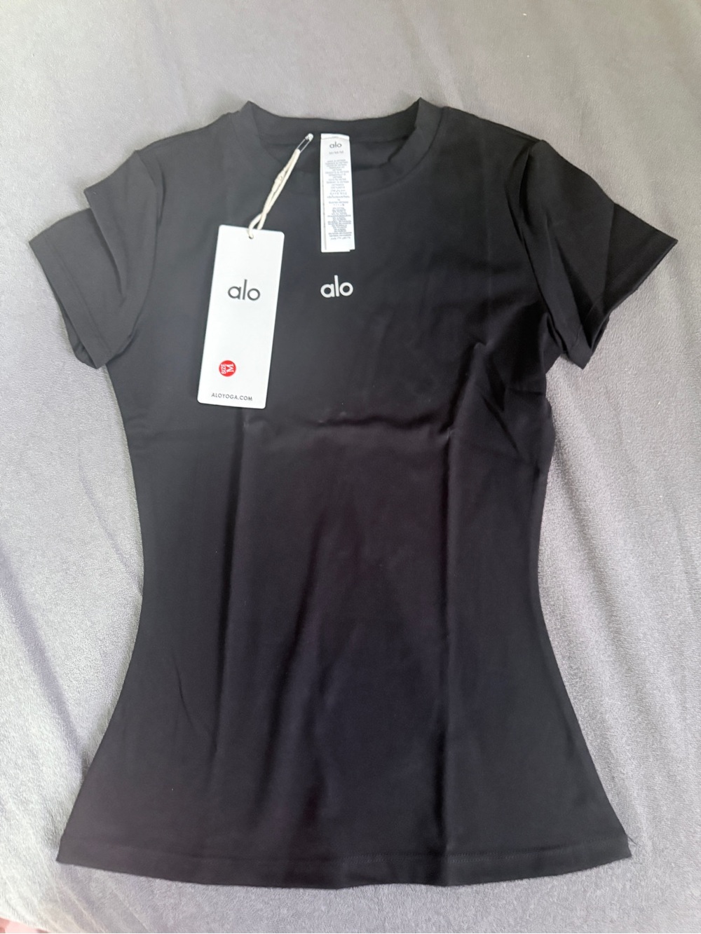 ALO Yoga Black Short Sleeve Logo Tee